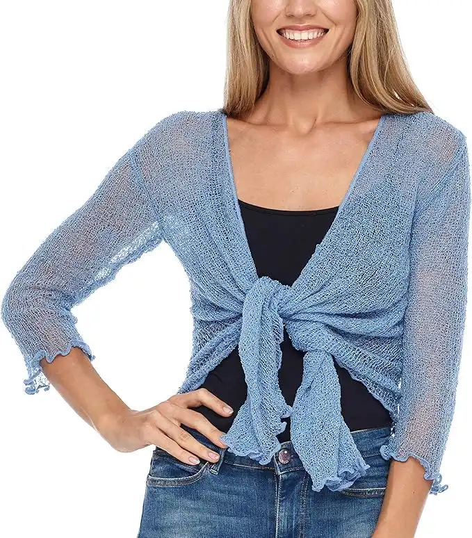 SHU-SHI - Women's Cardigan/Bolero Tie - Transparent/Lightweight/Knitted