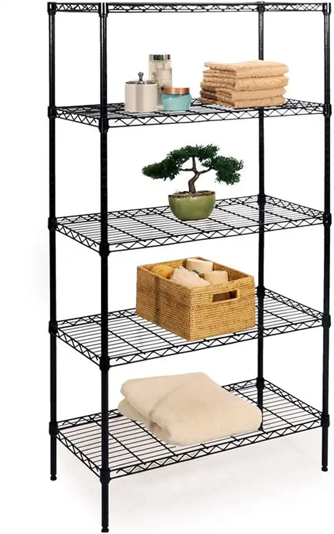 Seville Classics 5-Tier Steel Wire Shelving, Black Epoxy