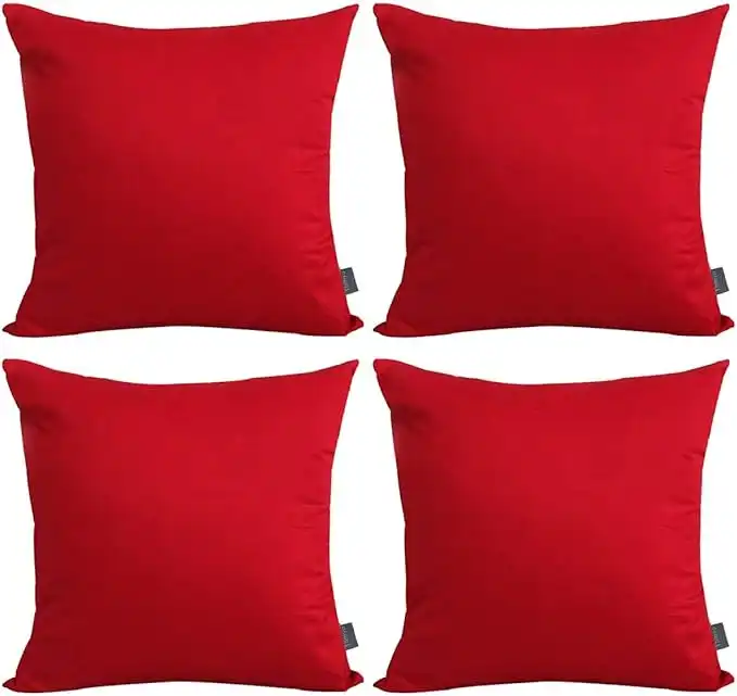 Thmyo 4-Pack 100% Cotton Comfortable Solid Decorative Throw Pillow Case Square Cushion Cover Pillowcase Sublimation Blank Pillow Covers DIY Throw Pillowcase for Couch Sofa Bed(16x16 inch/ 40x40cm,Red)