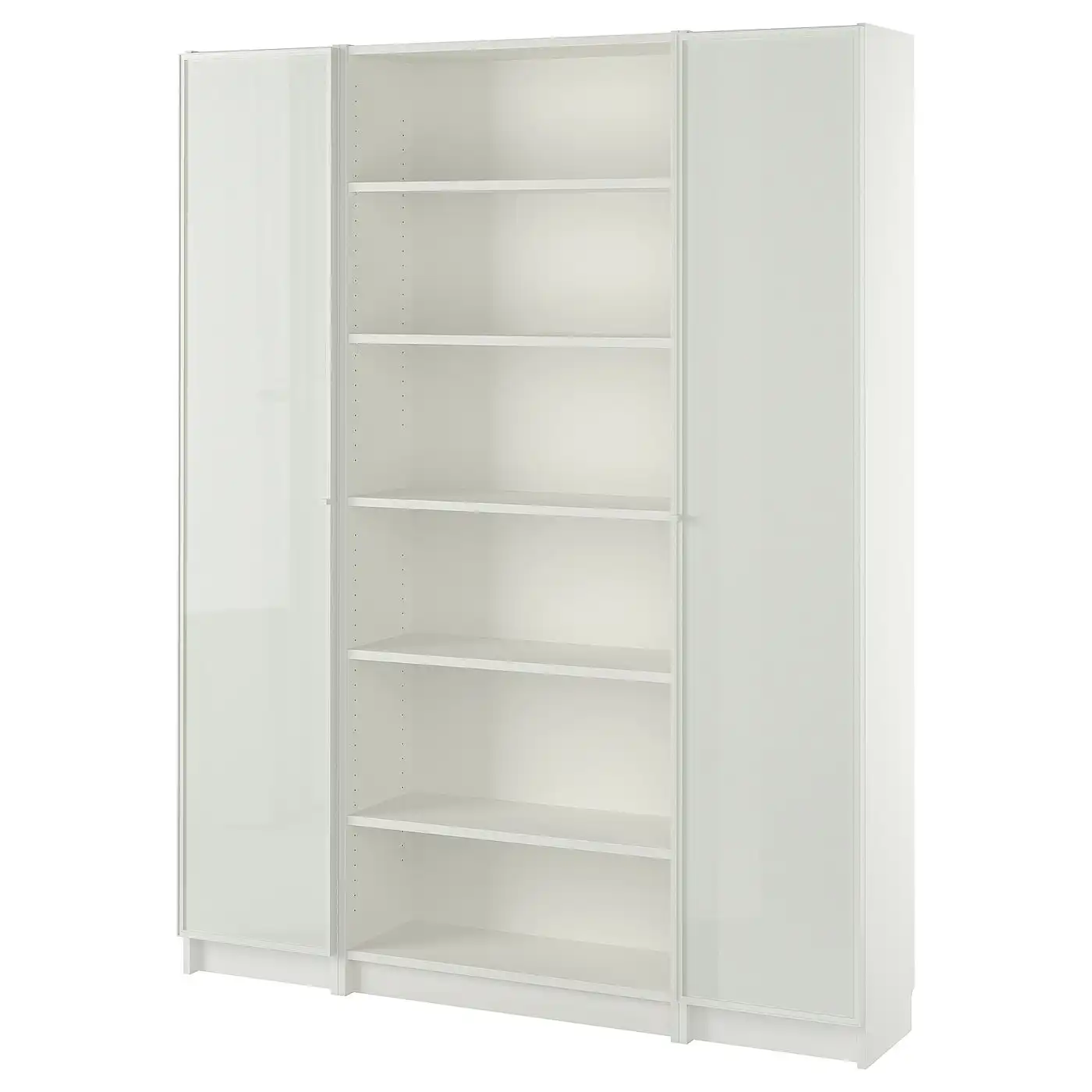 BILLY / HÖGBO Bookcase combination w glass doors - white 160x202 cm