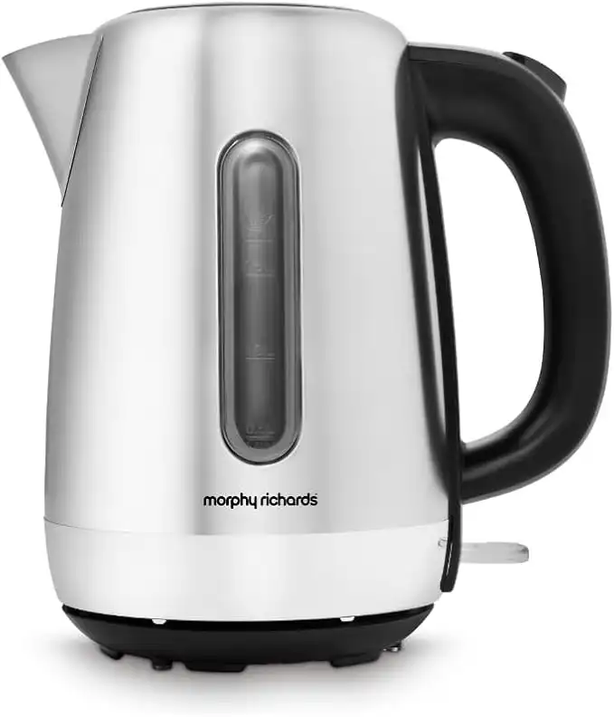 Morphy Richards Equip Kettle, 1.7L, 3Kw Rapid boil, Removeable Limescale Filter, Easy View Water Gauge, Brushed Stainless Steel Case, 102786