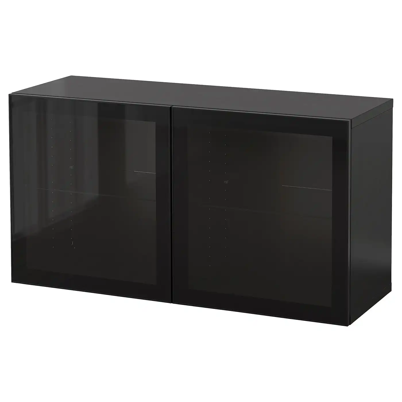 BESTÅ Wall-mounted cabinet combination - black-brown Glassvik/black clear glass 120x42x64 cm