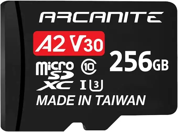 ARCANITE 256GB microSDXC Memory Card with Adapter - A2, UHS-I U3, V30, 4K, C10, Micro SD, Optimal read speeds up to 95 MB/s