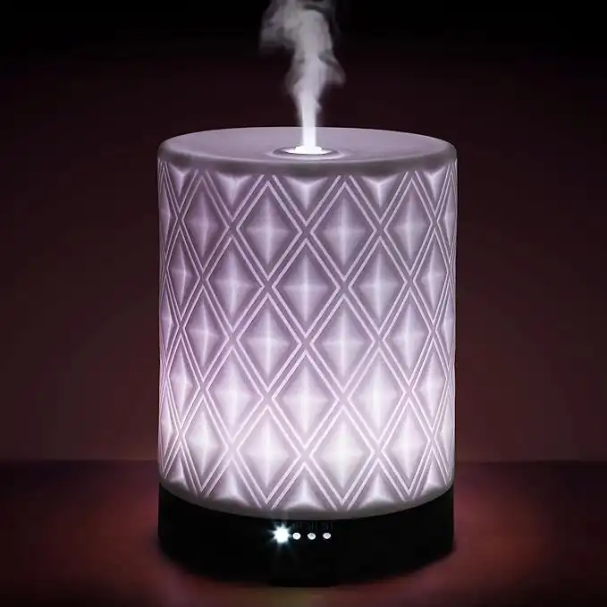 Earnest Living Essential Oil Diffuser White Ceramic Diffuser 250ml Timers Night Lights and Auto Off Function Home Office Aromatherapy Diffusers for Essential Oils