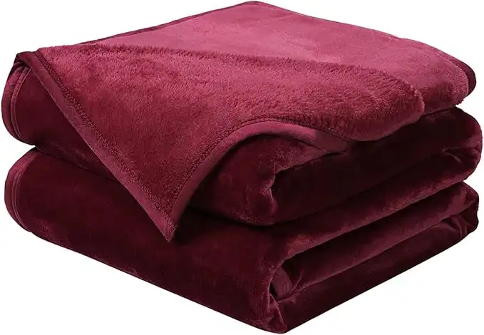 EASELAND Soft California King Blanket Warm Fuzzy Microplush Lightweight Thermal Fleece Blankets for Couch Bed Sofa,102X108Inch,Wine Red