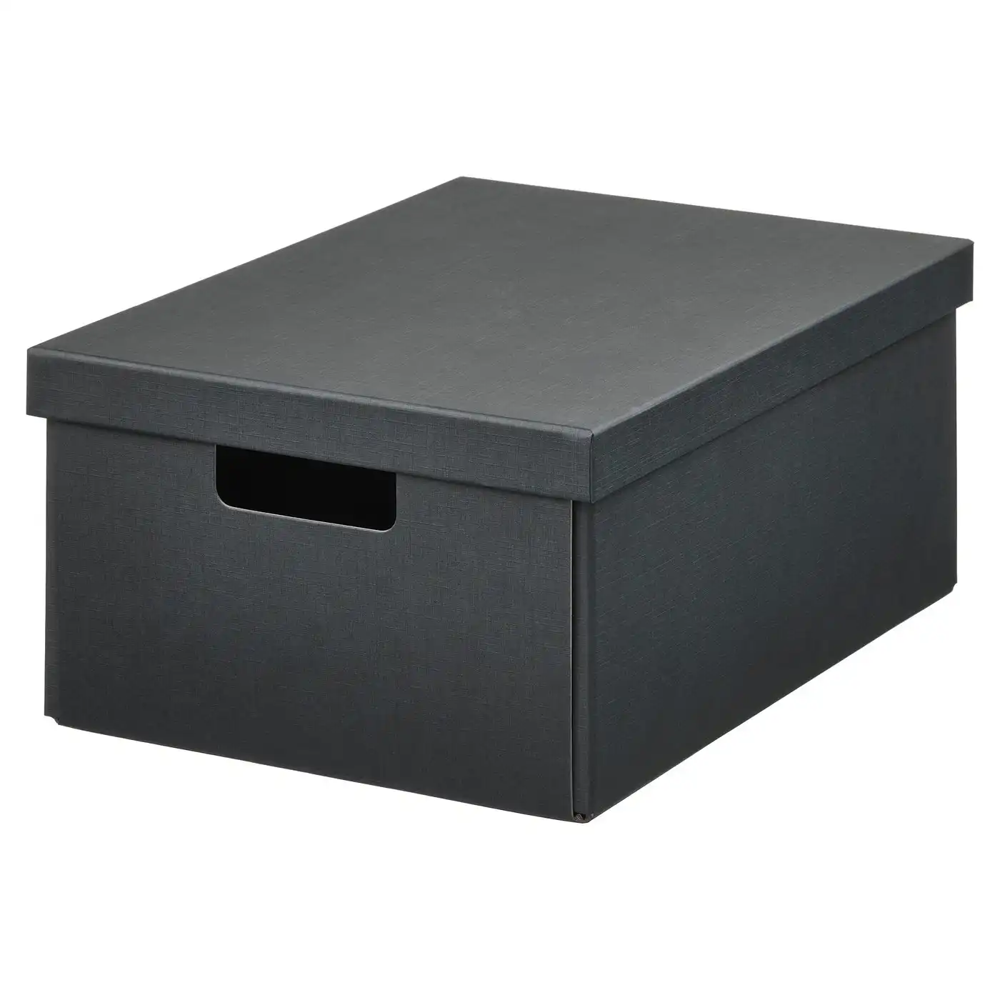 FJÄDERHARV Storage box with lid - anthracite 25x35x16 cm