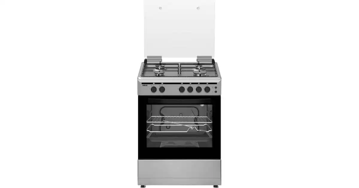 Akai 60X55 Freestanding Gas Cooker with 4 Burners with Full Safety, Made in Turkey – CRMA-66SCN