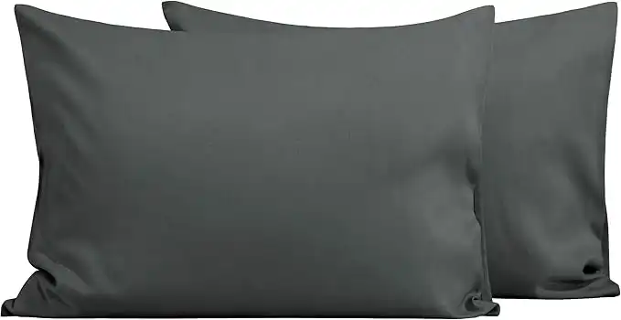 FLXXIE 2 Pack Microfiber Toddler Pillowcases, 14x20 Inches Fits Baby Pillow Sized 12x16, 13x18 or 14x20, Soft and Cozy Small Travel Pillow Covers with Envelope Closure, Dark Grey
