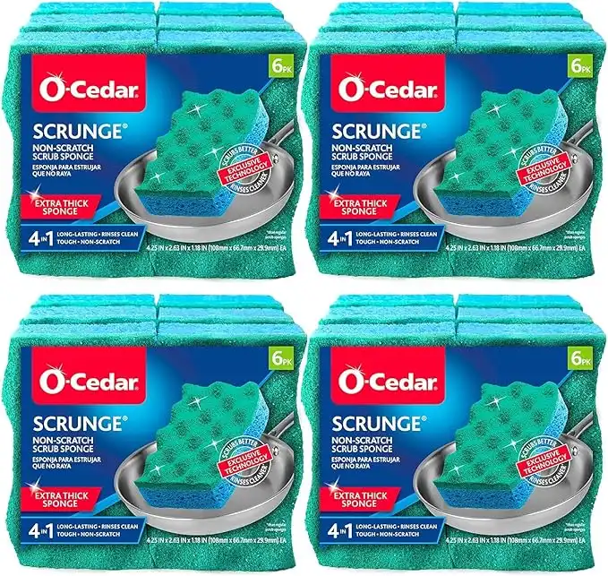 O-Cedar Multi-Use Scrunge Scrub Sponge 6 Count (Pack of 4)