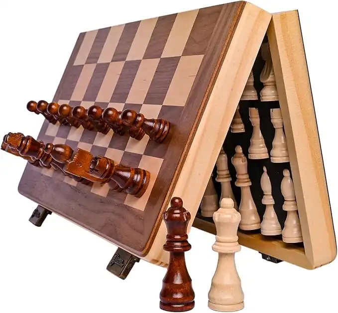 Chess Armory Chess Sets by - 15 Inch Magnetic Wooden Chess Set Board Game for Adults and Kids with Extra Queen Pieces