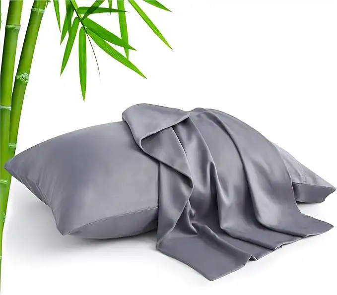 BEDELITE Cooling Pillow Cases for Hot Sleepers & Night Sweats, Rayon Derived from Bamboo, Grey Pillow Cases Queen Size of 2, Breathable and Silky Soft Envelope Pillowcases (20"x30")
