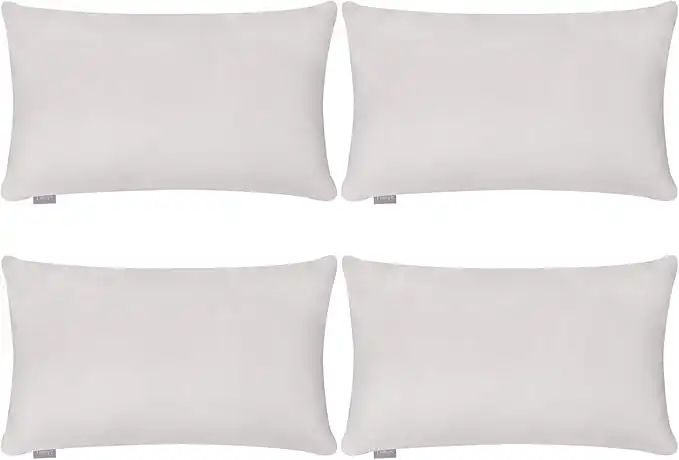 Thmyo 4-Pack 100% Cotton Lumbar Comfortable Solid Decorative Throw Pillow Case Rectangle Cushion Cover Sublimation Blank Pillow Covers DIY Throw Pillowcase(12x20inch/30x50cm,Light Silver Grey)