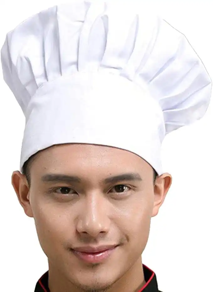 Hyzrz Chef Hat Adult Adjustable Elastic Baker Kitchen Cooking Chef Cap Medium White