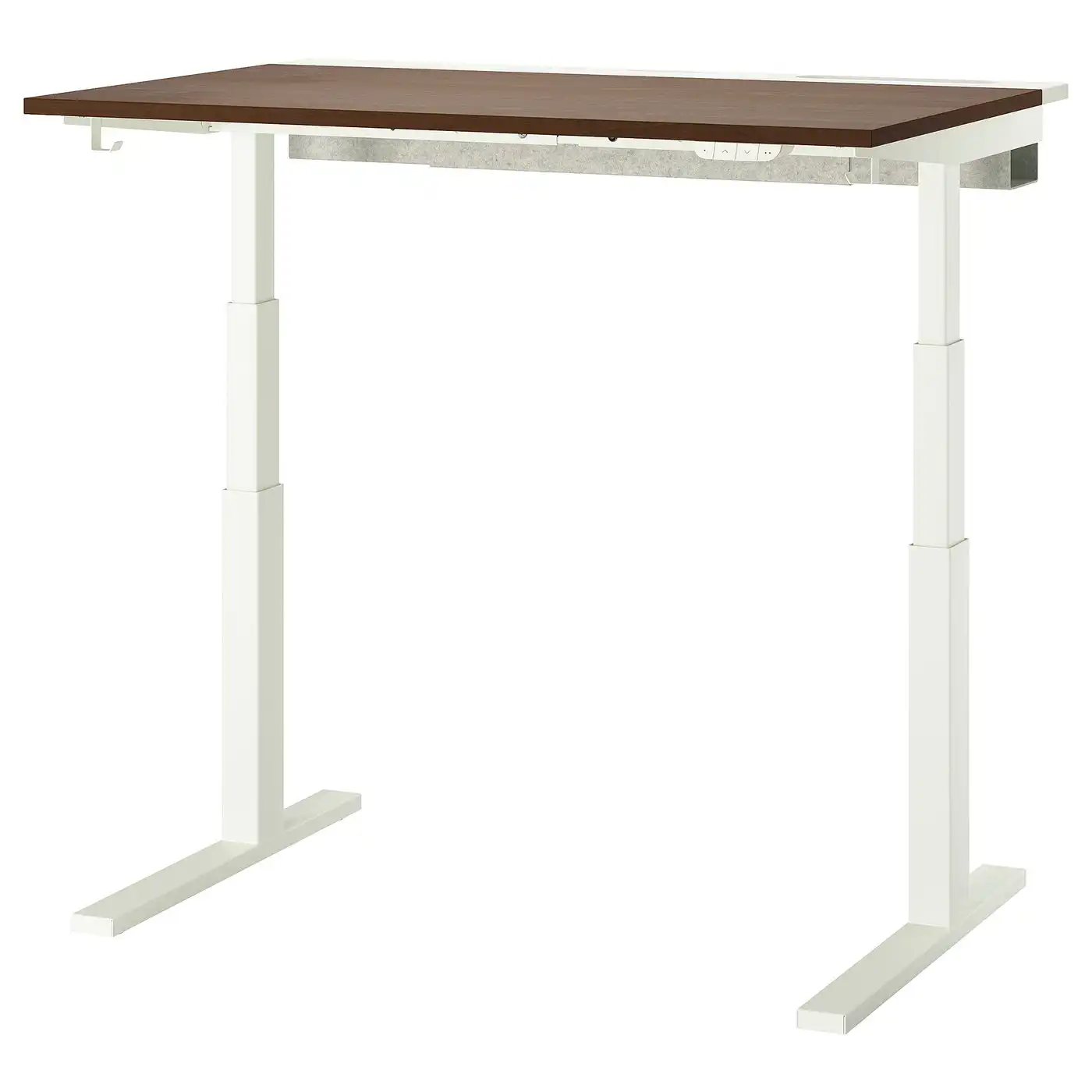 MITTZON Desk sit/stand - electric walnut veneer/white 120x80 cm