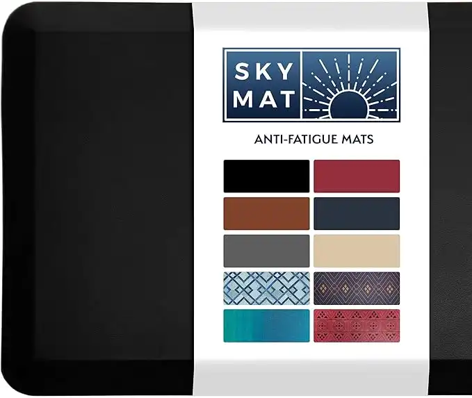Sky Mat Solutions Anti Fatigue Floor - 3/4" Thick Cushioned Kitchen Rug, Standing Desk - Comfort at Home, Office, Garage - Non Slip, Durable and Stain Resistant (20" x 32", Black)