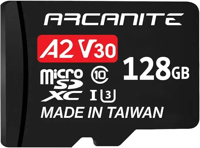 ARCANITE 128GB microSDXC Memory Card with Adapter - A2, UHS-I U3, V30, 4K, C10, Micro SD, Optimal Read speeds up to 95 MB/s