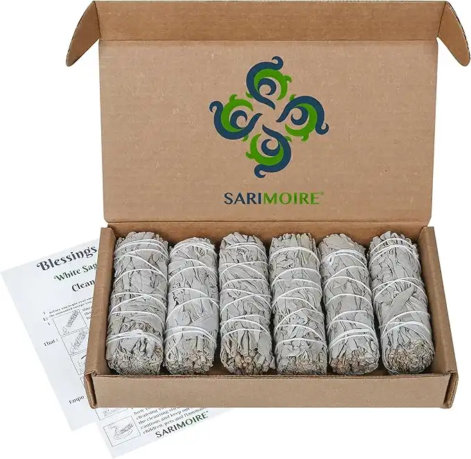 Sarimoire White Sage Smudge Sticks - 6-4 Sage Bundles - Perfect Sage Stick Smudge Sticks Smudging Kit Replenishment