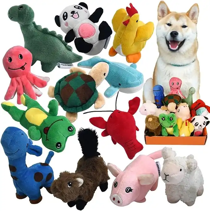 legend sandy Squeaky Plush Dog Toy Pack for Puppy, Small Stuffed Puppy Chew Toys 12 Dog Toys Bulk with Squeakers, Cute Soft Pet Toy for Small Medium Size Dogs