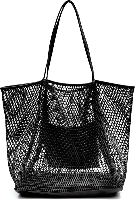 HOXIS Mesh Beach Tote Womens Shoulder Handbag