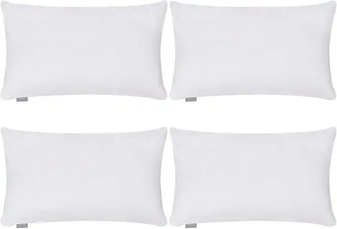 AONELAS 4-Pack Cotton Lumbar Comfortable Solid Decorative Throw Pillow Case Rectangle Cushion Cover Pillowcase (Cover Only,No Insert) (12x20inch/30x50cm, White)