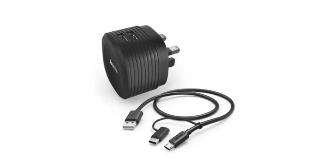 Hama Dual USB Wall Charger Black With 2-in-1 Cable 1m