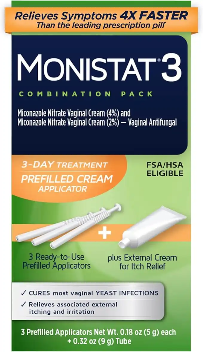 Monistat 3-Day Yeast Infection Treatment, Pre-Filled Cream Applicators