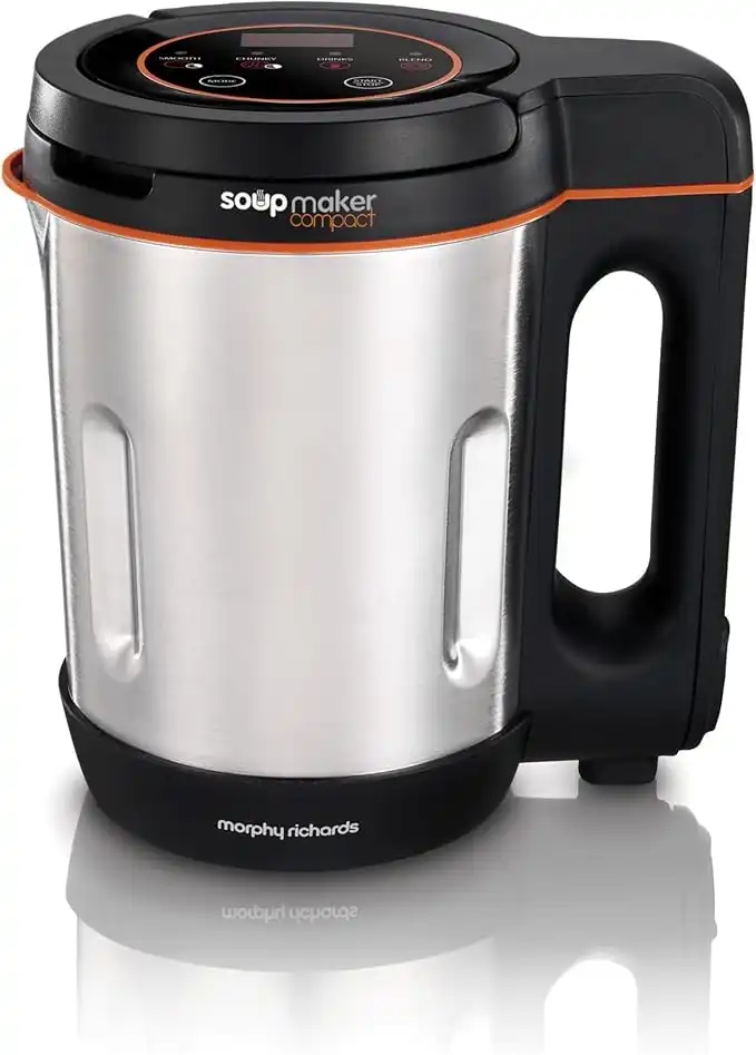 Morphy Richards Compact Soup Maker, Blend & Cook Smooth & Chunky Soup, Smoothies, Black & Stainless Steel, 1 Litre, 900 W, 501021