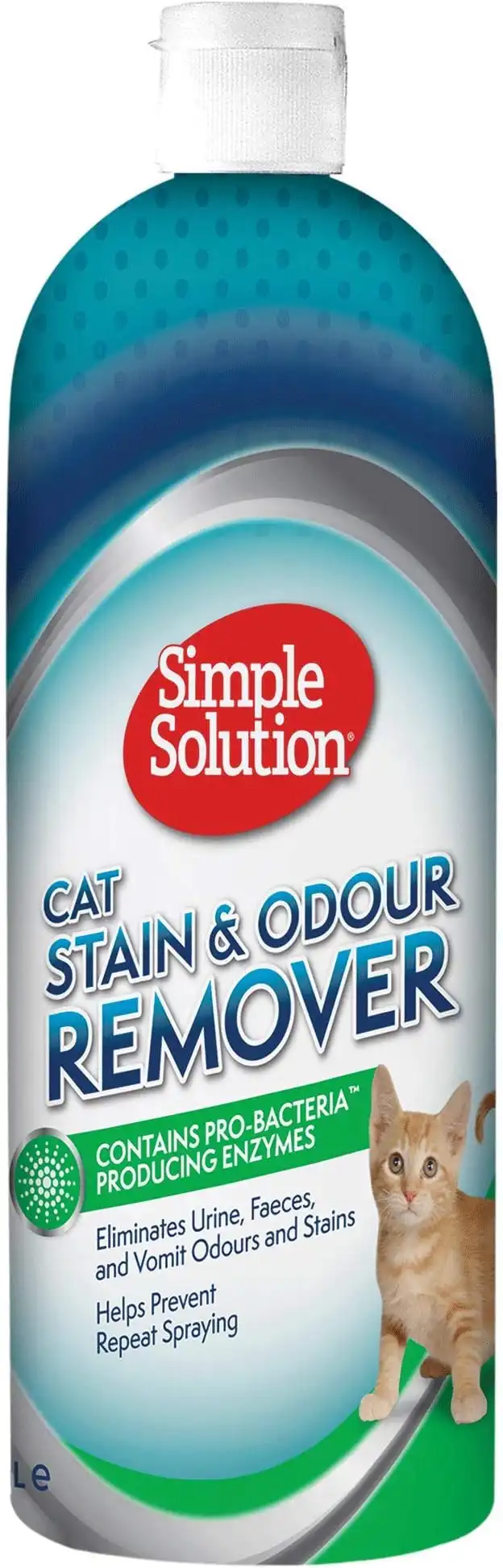 Simple Solution Cat Stain and Odour Remover, Enzymatic Cleaner with Pro-Bacteria Cleaning Power - 1 Litre