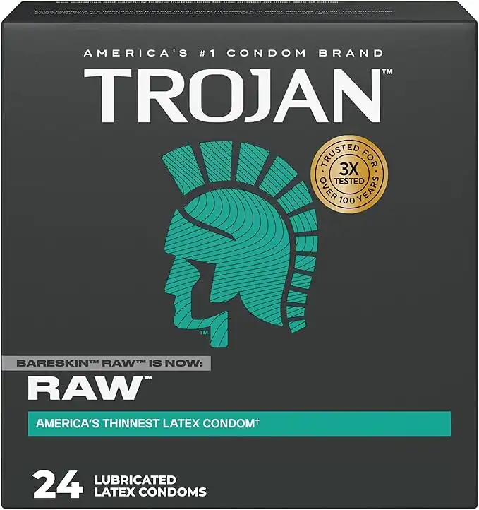 Trojan Condoms Bareskin Raw Lubricated, 24 Count