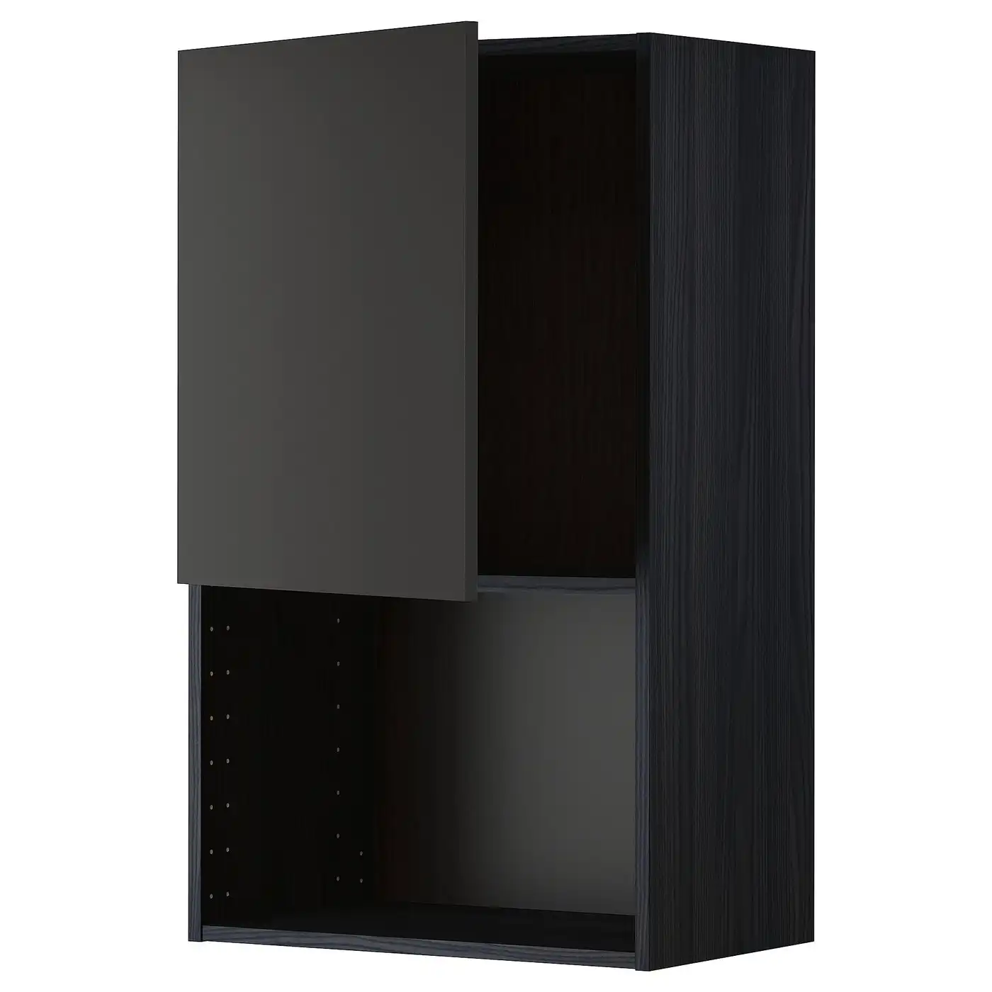 METOD Wall cabinet for microwave oven - black/Nickebo matt anthracite 60x100 cm
