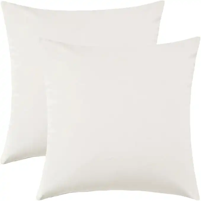 Set of 2 Comfortable Throw Pillow Covers for Bedding, Decorative Accent Cushion Sham Cases for Couch Sofa, Soft Solid Velvet with Zipper Hidden - 18"x18", Ivory