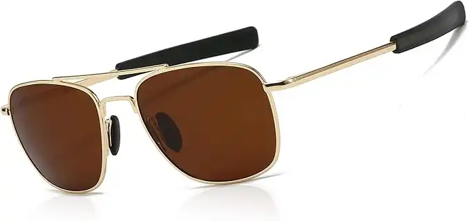 SUNGAIT Men's Military Style Polarized Pilot Aviator Sunglasses Bayonet Temples