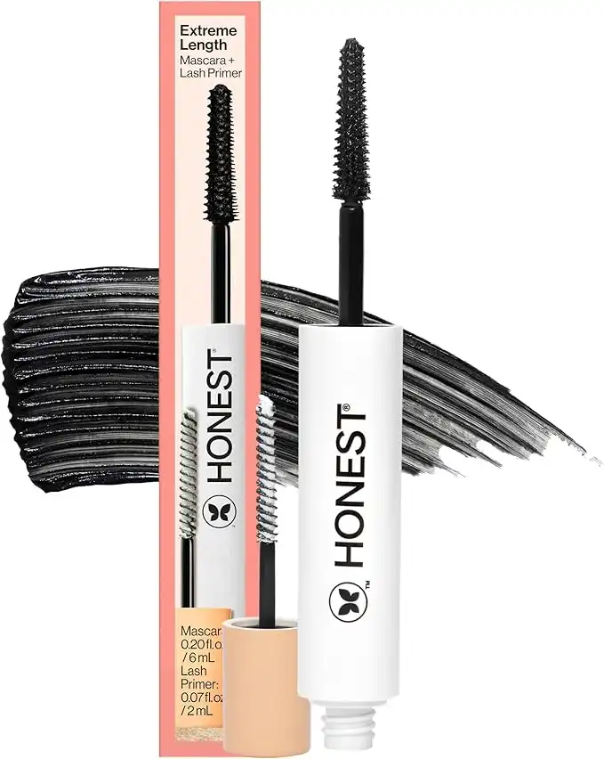 Honest Beauty Extreme Length Mascara + Lash Primer | 2-in-1 Boosts Lash Length, Volume & Definition | Silicone Free, Paraben Free, Dermatologist & Ophthalmologist Tested, Cruelty Free | 0.20 fl. oz.