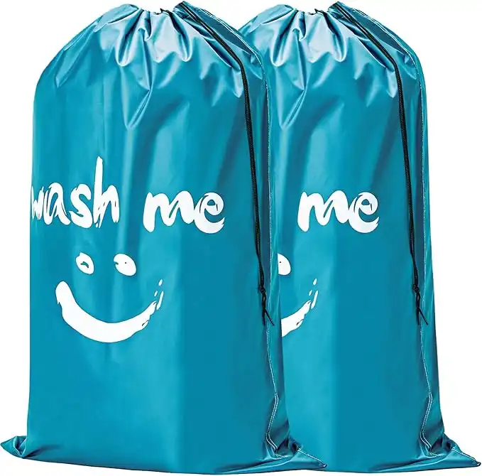 HOMEST 2 Pack XL Wash Me Travel Laundry Bag, Dirty Clothes Organizer, Large Enough to Hold 4 Loads of Laundry, Easy Fit a Laundry Hamper or Basket