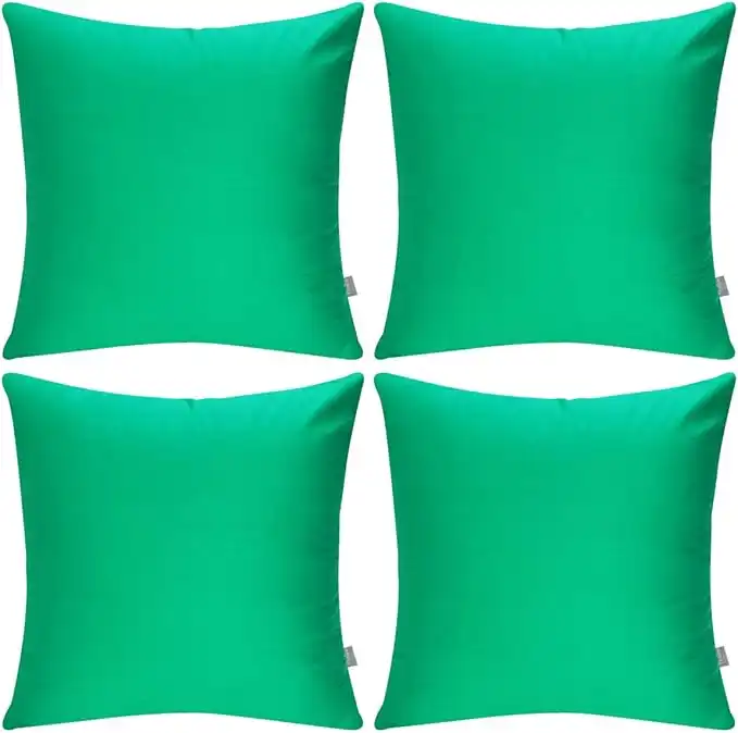 Thmyo 4-Pack 100% Cotton Comfortable Solid Decorative Throw Pillow Case, Square Cushion Cover Pillowcase Sublimation Blank Pillow Covers DIY Throw Pillowcase for Sofa(18x18 inch/ 45x45cm,Bright Green)