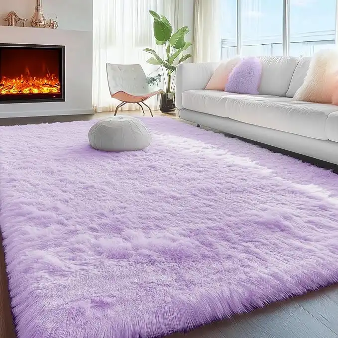 PAGISOFE Red Fluffy Shag Area Rugs for Bedroom 5x7, Soft Fuzzy Shaggy Rugs for Living Room Carpet Nursery Floor Boys Room Dorm Rug