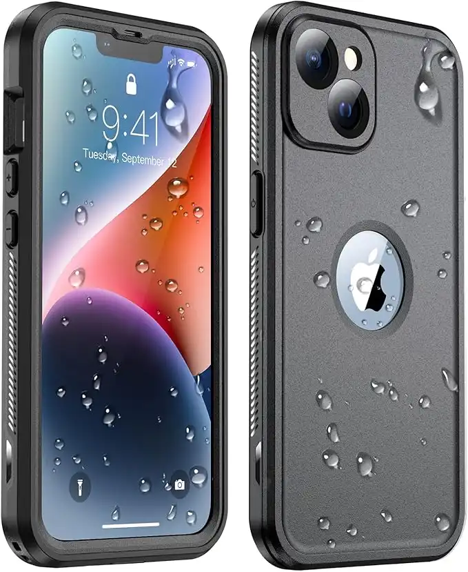 Temdan [Real 360 for iPhone 14 Plus Phone Case Waterproof, Built-in 9H Tempered Glass Camera Lens & Screen Protection [Military Dropproof][Shockproof Phone Case][Dustproof][IP68 Underwater]