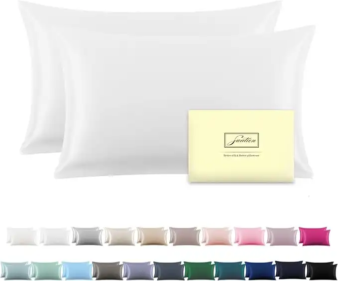 Silk Pillowcase for Hair and Skin,Soft,Breathable and Sliky 100% Standard Size Pillow Cases Set of 2,Both Sides Natural Mulberry Silk Pillowcases with Hidden Zipper(Standard Size 20"X 26",2pcs)