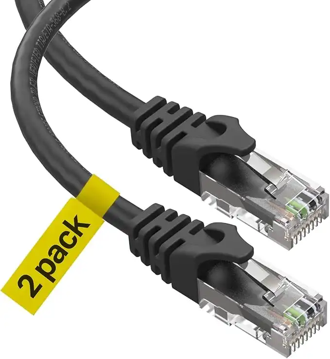 Ultra Clarity Cables Cat6 Ethernet 3 Feet (2 Pack) LAN, utp Cat 6, RJ45, Network Cord, Patch, Internet Cable - 3 ft - Black