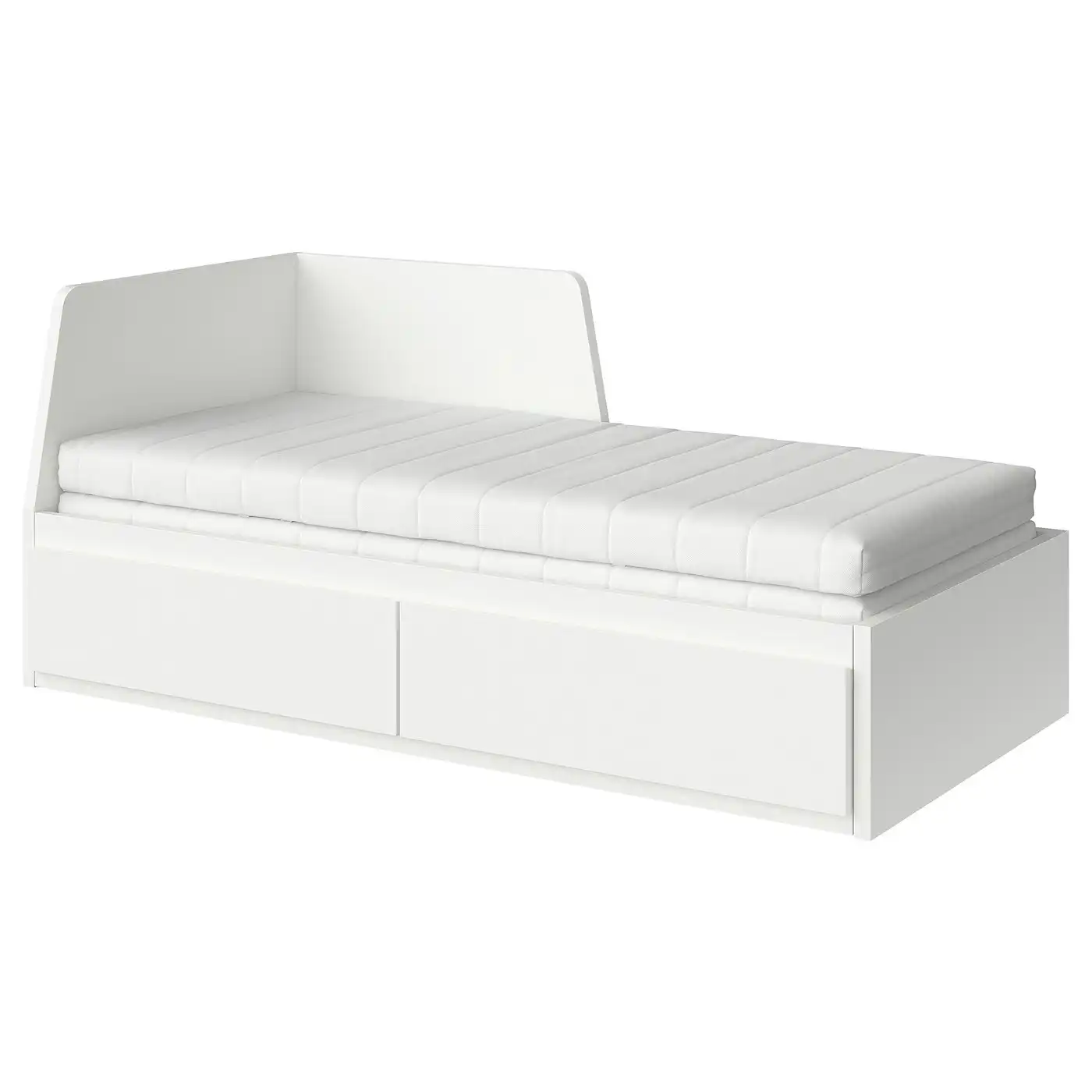FLEKKE Day-bed w 2 drawers/2 mattresses - white/Åfjäll firm 80x200 cm