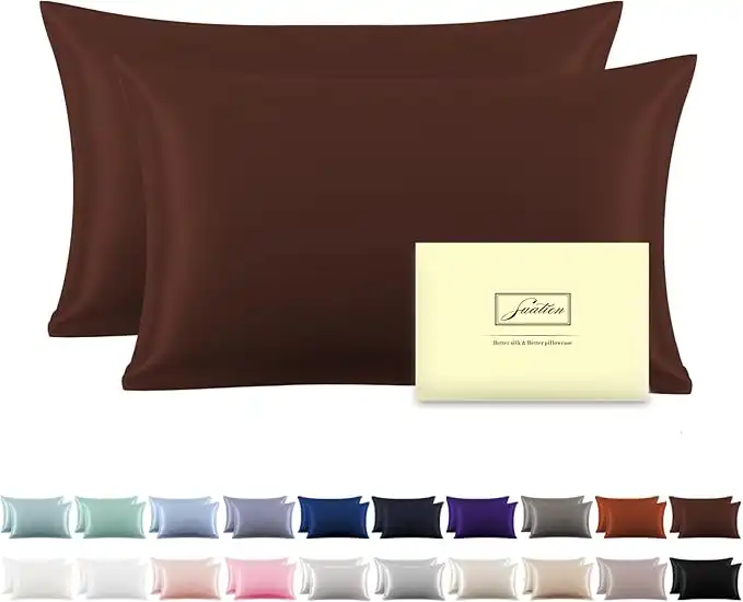 Silk Pillowcase for Hair and Skin,Soft,Breathable and Sliky Standard Size Pillow Cases Set of 2,Both Sides Natural Mulberry Silk Pillowcases with Hidden Zipper(Standard Size 20"X 26",2pcs)