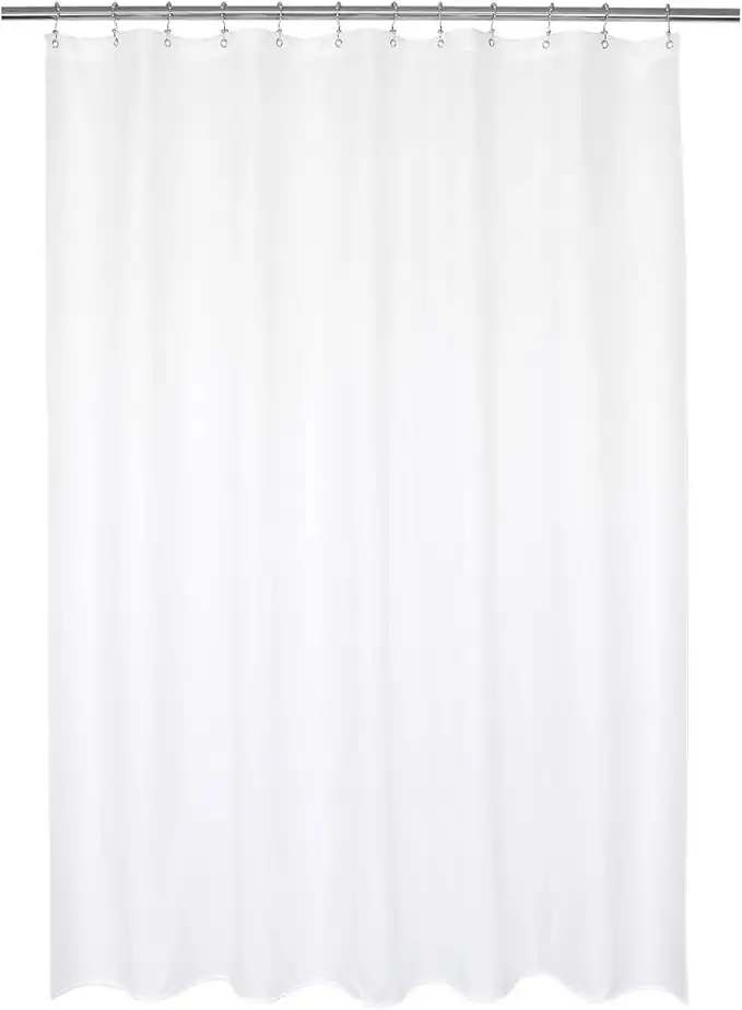 Barossa Design Waterproof Fabric Shower Curtain Liner Microfiber 70" W x 72" H - Hotel Quality, Machine Washable, White Shower Liner for Bath Tub, 70x72 Inches
