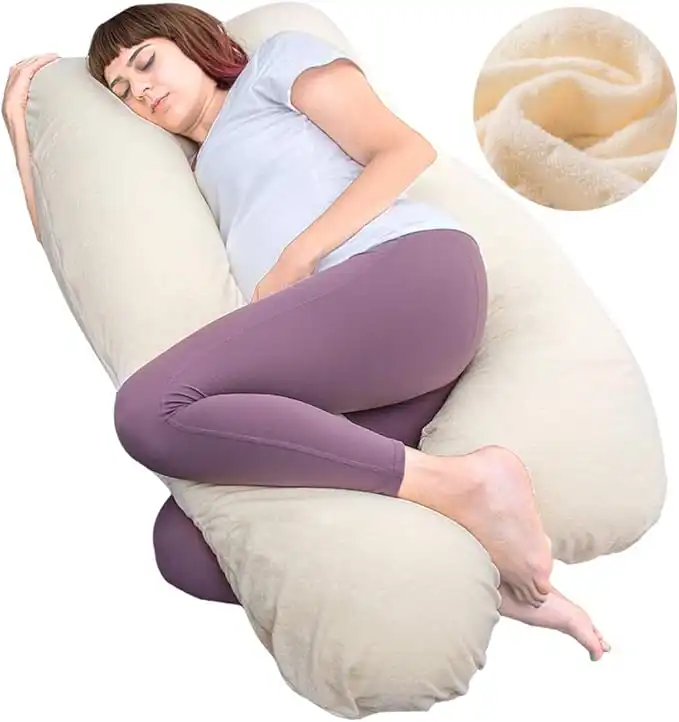 MOON PINE Pregnancy Pillow, U Shaped Full Body Pillow for Maternity Support, Sleeping Pillow with Velour Cover for Pregnant Women (Yellow)