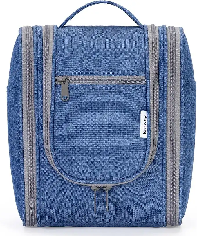 Travel Hanging Toiletry Wash Bag Makeup Cosmetic Organizer for Women Girls Kids, Navy Blue-2, free