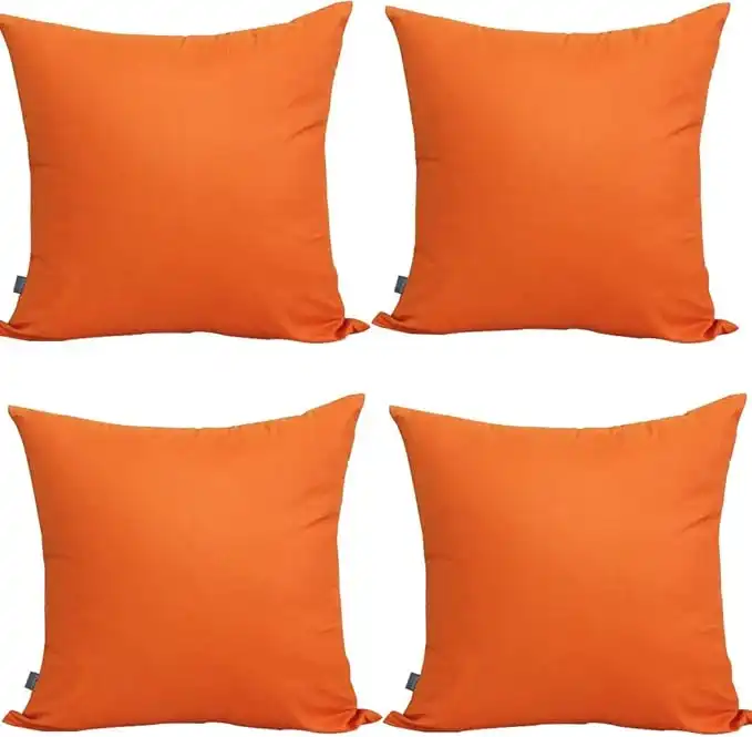 Thmyo 4-Pack 100% Cotton Comfortable Solid Decorative Throw Pillow Cases Fall Square Cushion Cover Pillowcases Sublimation Blank Halloween Thanksgiving DIY Throw Pillowcases(16x16inch/40x40cm,Orange)