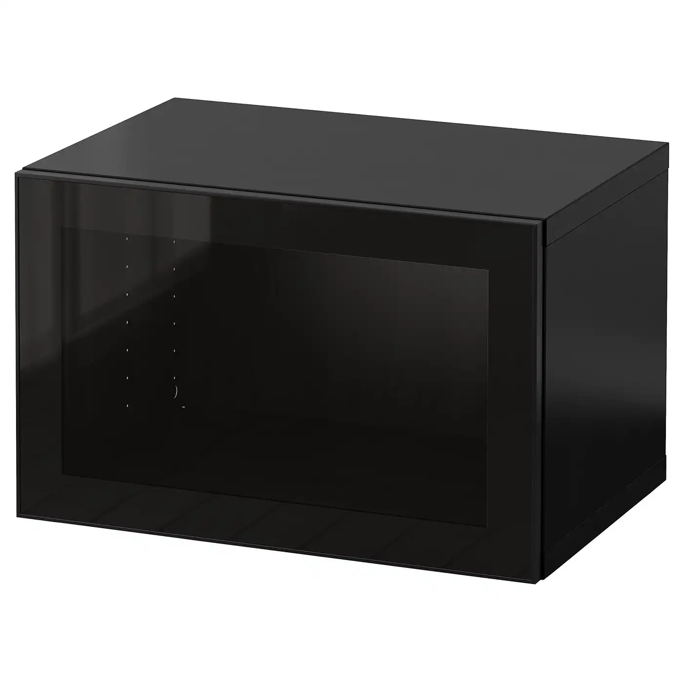 BESTÅ Wall-mounted cabinet combination - black-brown/Glassvik black 60x42x38 cm