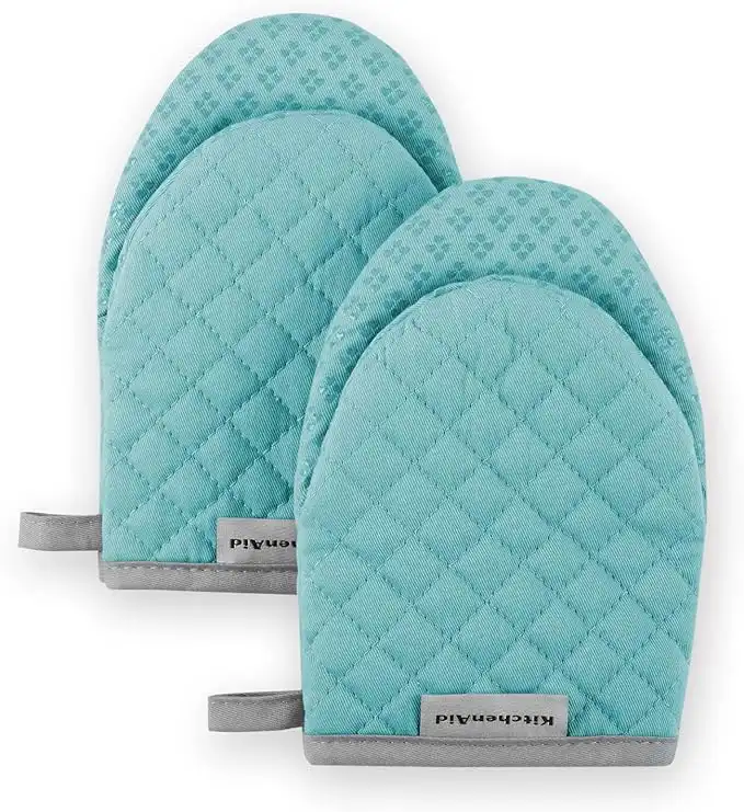 KitchenAid Asteroid Mini Oven Mitt, 5.5"x8", Aqua 2 Count