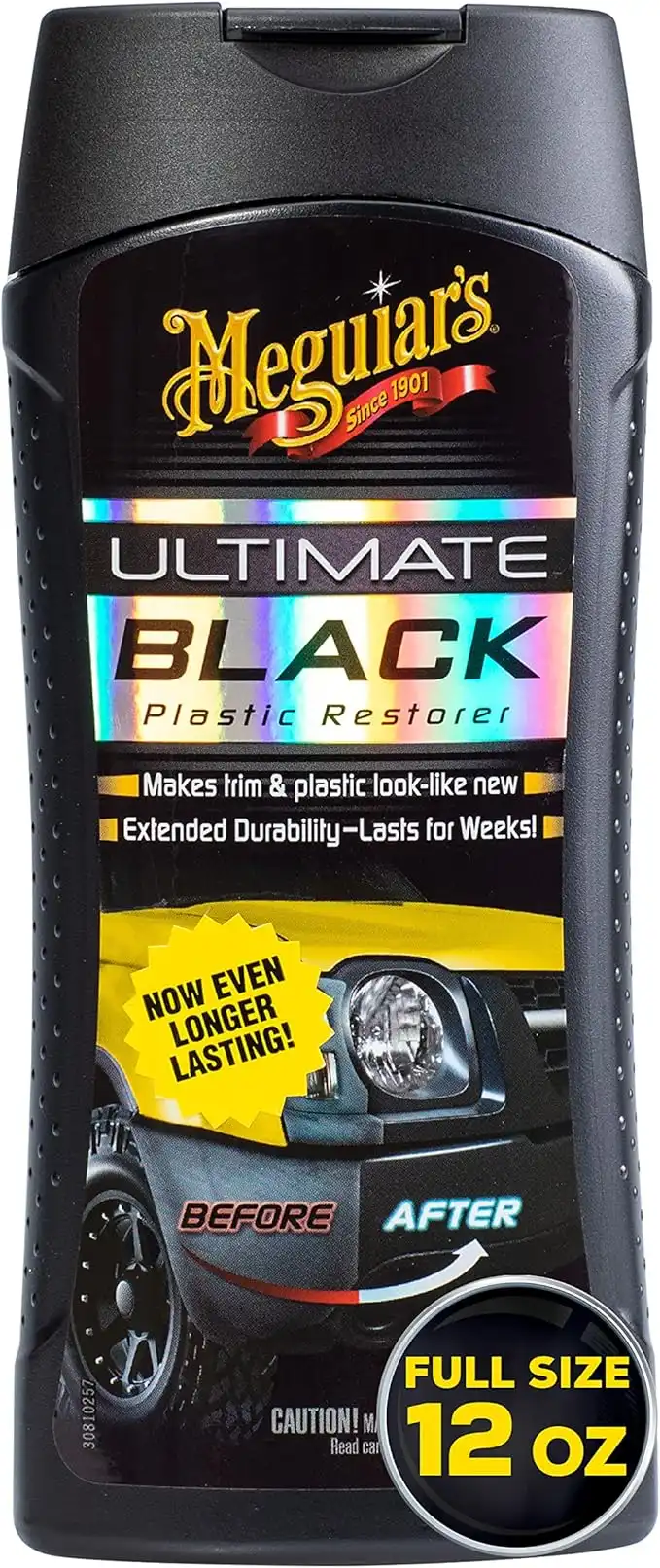 Meguiar's Ultimate Black Plastic Restorer, 12 oz, G15812, H7.29 X W3.034 X D1.889 inches