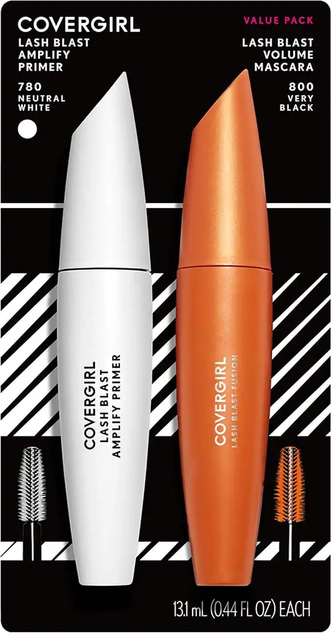 Covergirl LashBlast Volume Mascara and Lash Blast Amplify Eyelash Primer, Very Black, Value Pack