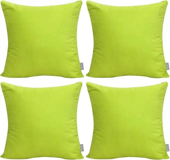 Thmyo 4-Pack 100% Cotton Comfortable Solid Decorative Throw Pillow Case, Square Cushion Cover Pillowcase Sublimation Blank Pillow Covers DIY Throw Pillowcase for Sofa(18x18inch/45x45cm,Light Green)
